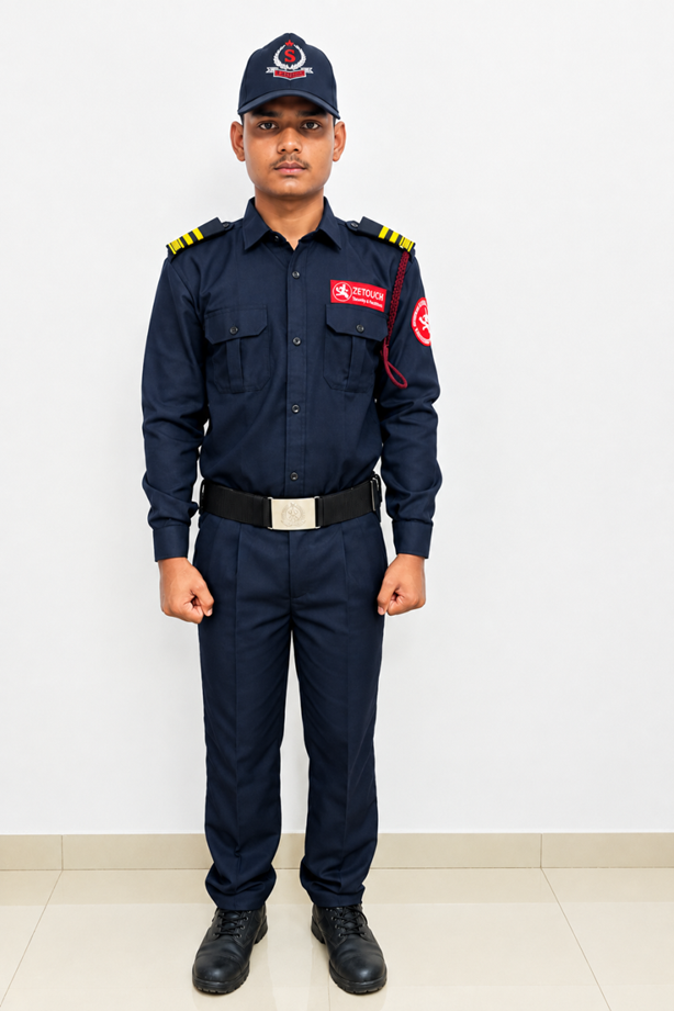 Uniformed security guard in Zetouch uniform