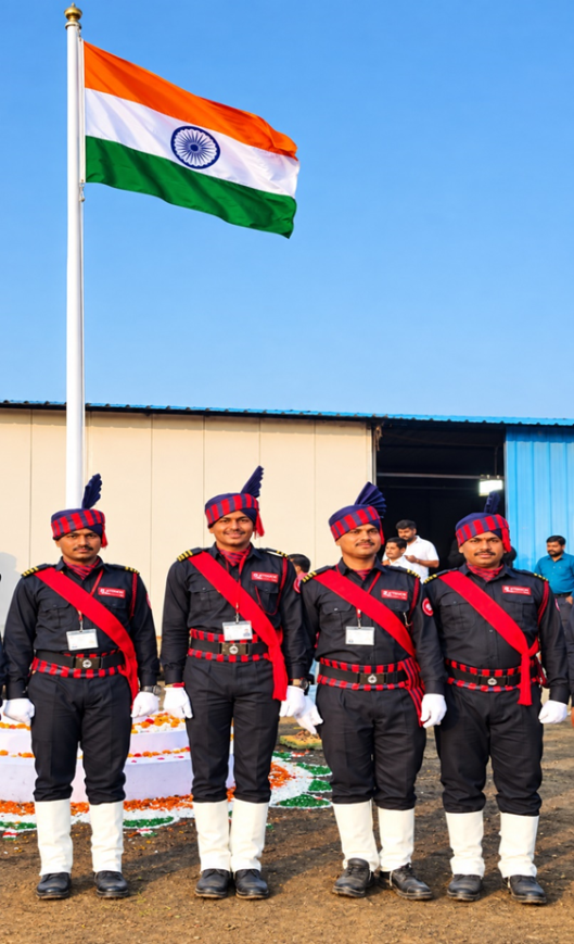 Zetouch security team at a site with the Indian flag