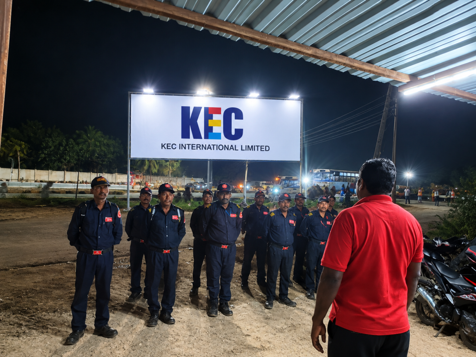 Security team receiving a briefing at a KEC site